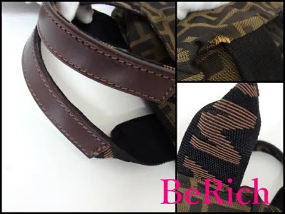 Fendi Brown Bag Canvas Zucca Tote Handbag Leather Black Brown Black - Picture 6 of 6
